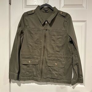 Express Women’s Olive Green Lightweight Military Utility Jacket size Large